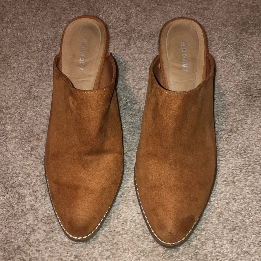 Old navy brown suede mules